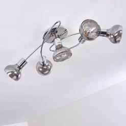 Suspension Verre Fumé-hofstein Plafonnier Esberg Chrome, 5 lumières