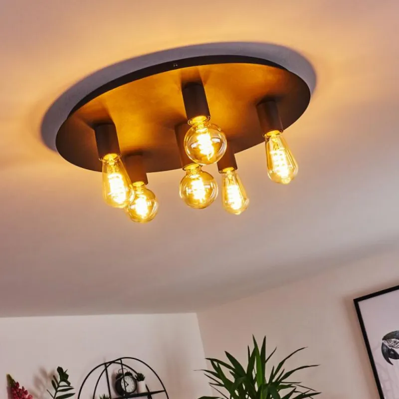 hofstein Plafonnier Esbjerg Noir, 6 lumières