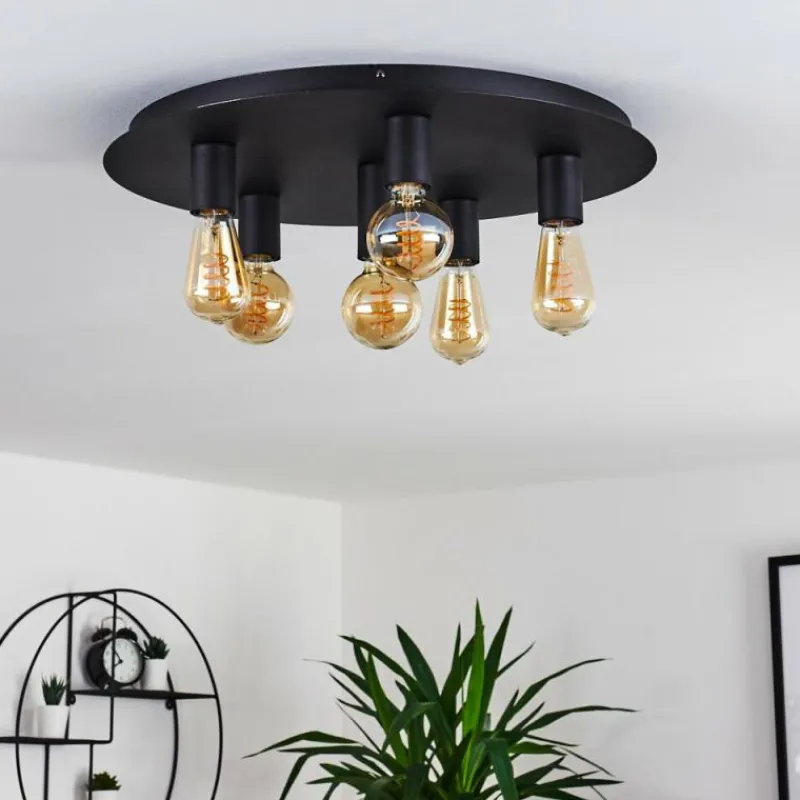 hofstein Plafonnier Esbjerg Noir, 6 lumières