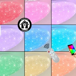 hofstein Plafonnier Esgos LED Blanc, 1 lumière, Télécommandes