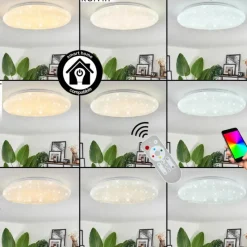 hofstein Plafonnier Esgos LED Blanc, 1 lumière, Télécommandes