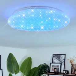 hofstein Plafonnier Esgos LED Blanc, 1 lumière, Télécommandes