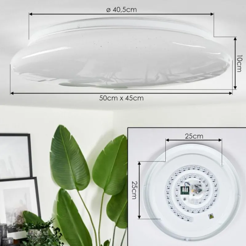 hofstein Plafonnier Esgos LED Blanc, 1 lumière, Télécommandes