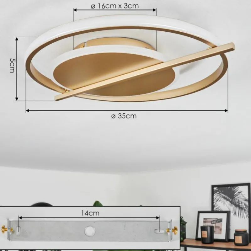 Lampes Art Déco-hofstein Plafonnier Evolene LED Or, 1 lumière