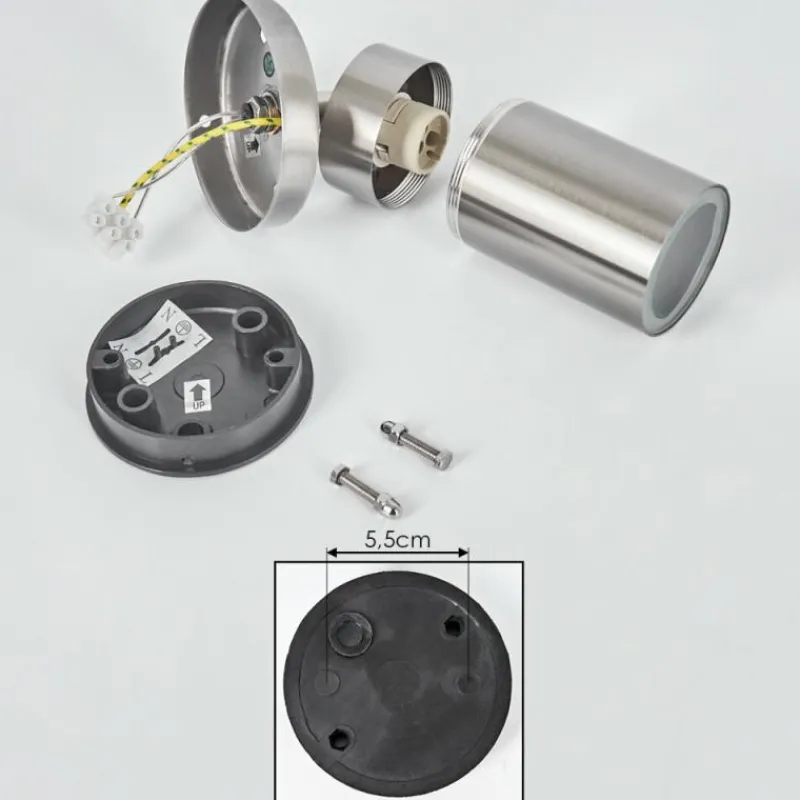 hofstein plafonnier extérieur Bessiebelle Acier inoxydable, Blanc, 1 lumière