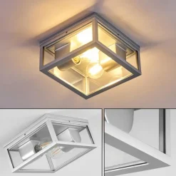 hofstein plafonnier extérieur Kiwalik Argenté, 2 lumières