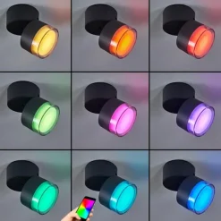 hofstein plafonnier extérieur Papagayos LED Anthracite, Blanc, 1 lumière, Changeur de couleurs