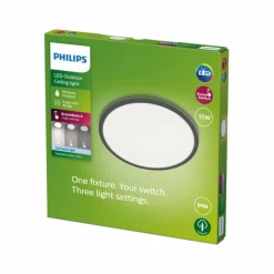 Luminaires Philips plafonnier extérieur Philips Superslim LED Noir, Blanc, 1 lumière