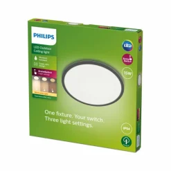 Luminaires Philips plafonnier extérieur Philips Superslim LED Noir, 1 lumière