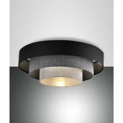 Lampes En Tissu-Luminaires Fabas Luce Plafonnier Fabas Luce Brava Noir, 1 lumière