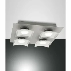 Luminaires Fabas Luce Plafonnier Fabas Luce Desus LED Nickel mat, 4 lumières