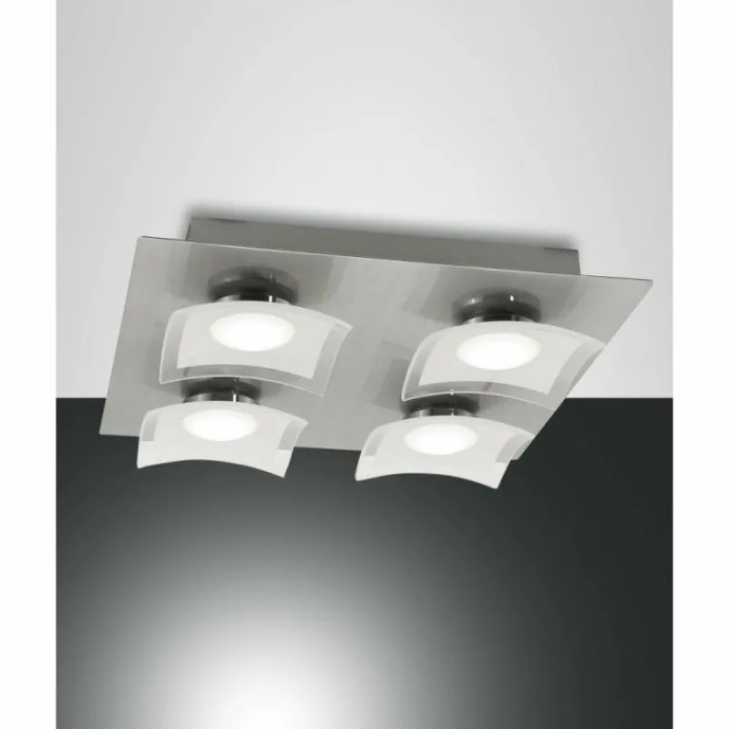 Luminaires Fabas Luce Plafonnier Fabas Luce Desus LED Nickel mat, 4 lumières