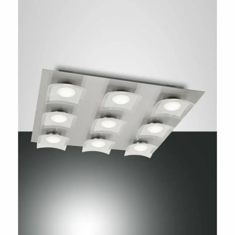 Luminaires Fabas Luce Plafonnier Fabas Luce Desus LED Nickel mat, 9 lumières