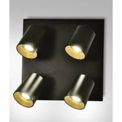 Luminaires Fabas Luce Plafonnier Fabas Luce Modo Noir, 4 lumières* Spots Et Projecteurs