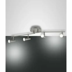 Luminaires Fabas Luce Plafonnier Fabas Luce Niko LED Nickel mat, 4 lumières* Spots Et Projecteurs