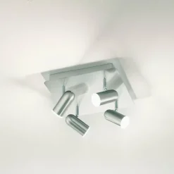 Luminaires Fabas Luce Plafonnier Fabas Luce Spotty LED Nickel mat, 4 lumières* Éclairage Led