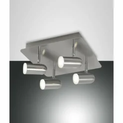 Luminaires Fabas Luce Plafonnier Fabas Luce Spotty LED Nickel mat, 4 lumières* Éclairage Led
