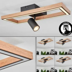 Luminaires Scandinaves-hofstein Plafonnier Fairburn LED Brun, Couleur bois, Noir, 2 lumières