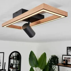 Luminaires Scandinaves-hofstein Plafonnier Fairburn LED Brun, Couleur bois, Noir, 2 lumières