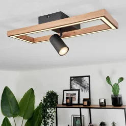 Luminaires Scandinaves-hofstein Plafonnier Fairburn LED Brun, Couleur bois, Noir, 2 lumières