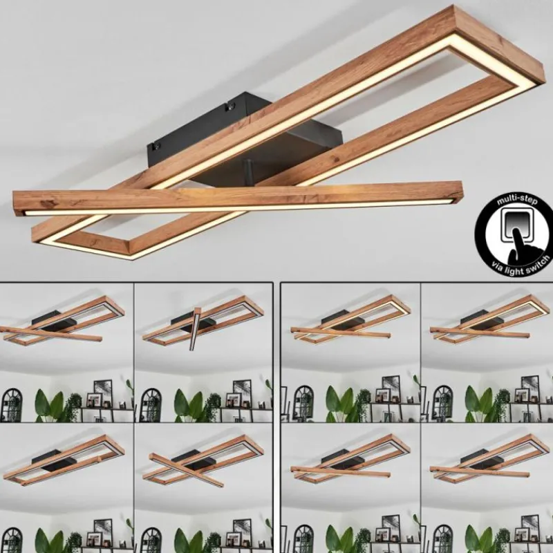 Luminaires Scandinaves-hofstein Plafonnier Fairburn LED Couleur bois, Noir, 1 lumière