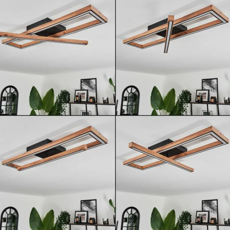 Luminaires Scandinaves-hofstein Plafonnier Fairburn LED Couleur bois, Noir, 1 lumière