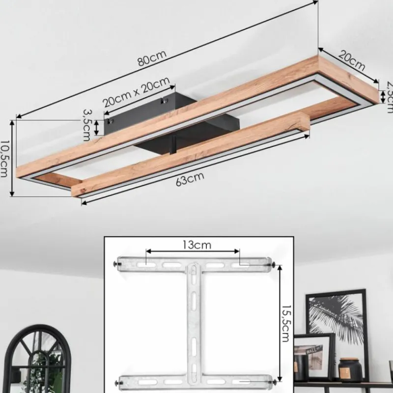 Luminaires Scandinaves-hofstein Plafonnier Fairburn LED Couleur bois, Noir, 1 lumière