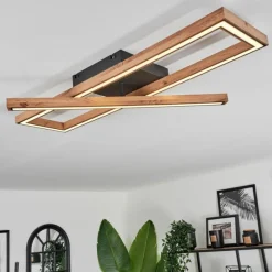 Luminaires Scandinaves-hofstein Plafonnier Fairburn LED Couleur bois, Noir, 1 lumière