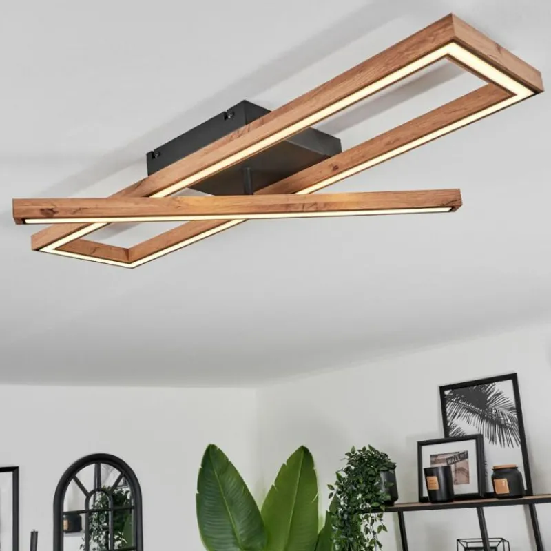 Luminaires Scandinaves-hofstein Plafonnier Fairburn LED Couleur bois, Noir, 1 lumière