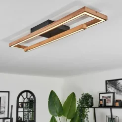 Luminaires Scandinaves-hofstein Plafonnier Fairburn LED Couleur bois, Noir, 1 lumière