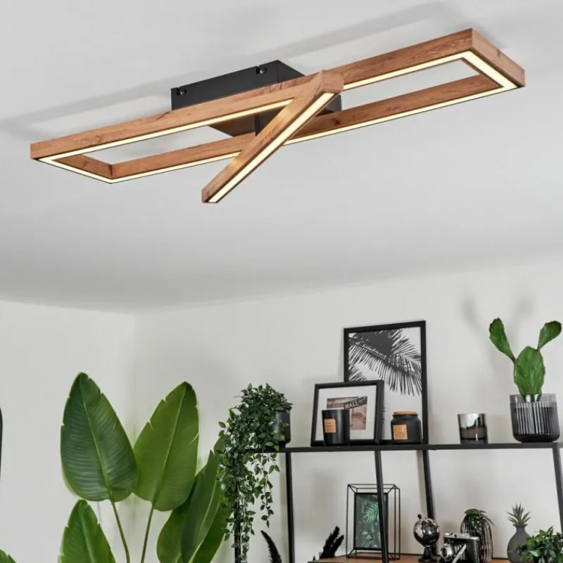 Luminaires Scandinaves-hofstein Plafonnier Fairburn LED Couleur bois, Noir, 1 lumière