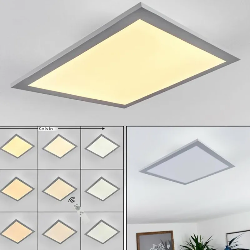 hofstein Plafonnier Farc LED Argenté, 1 lumière, Télécommandes