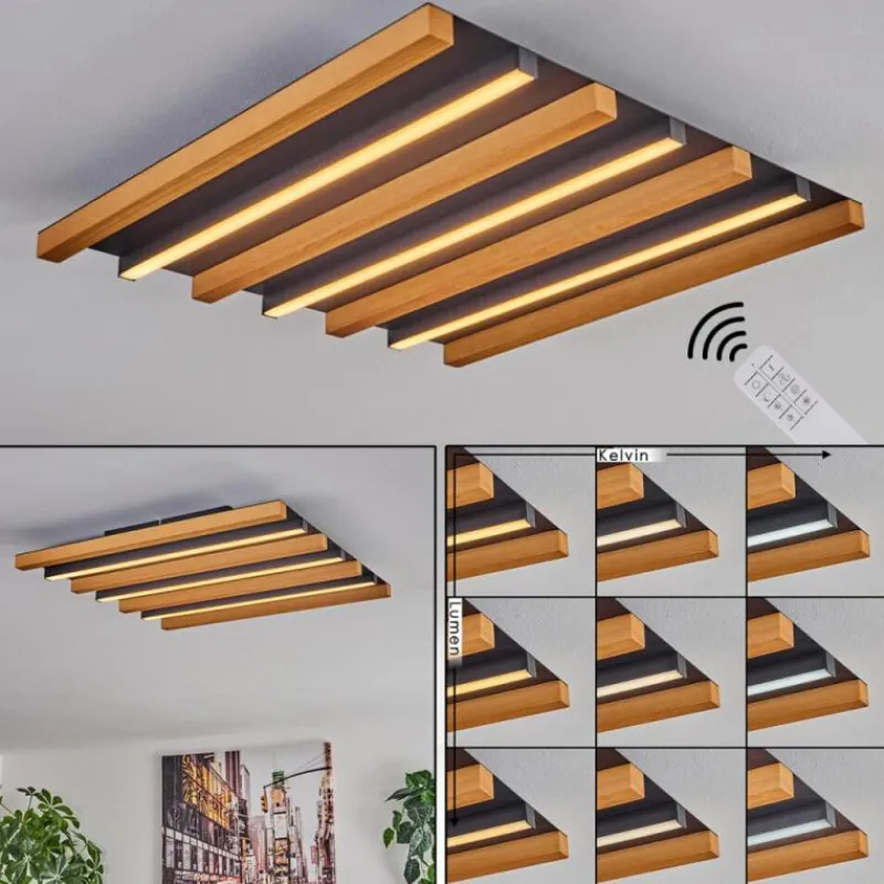 hofstein Plafonnier Favorina LED Écru, Noir, 1 lumière, Télécommandes