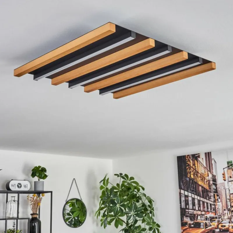 hofstein Plafonnier Favorina LED Écru, Noir, 1 lumière, Télécommandes