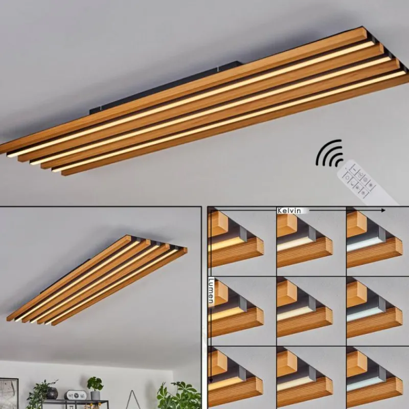 hofstein Plafonnier Favorina LED Écru, Noir, 1 lumière, Télécommandes