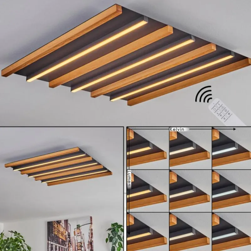 hofstein Plafonnier Favorina LED Écru, Noir, 1 lumière, Télécommandes