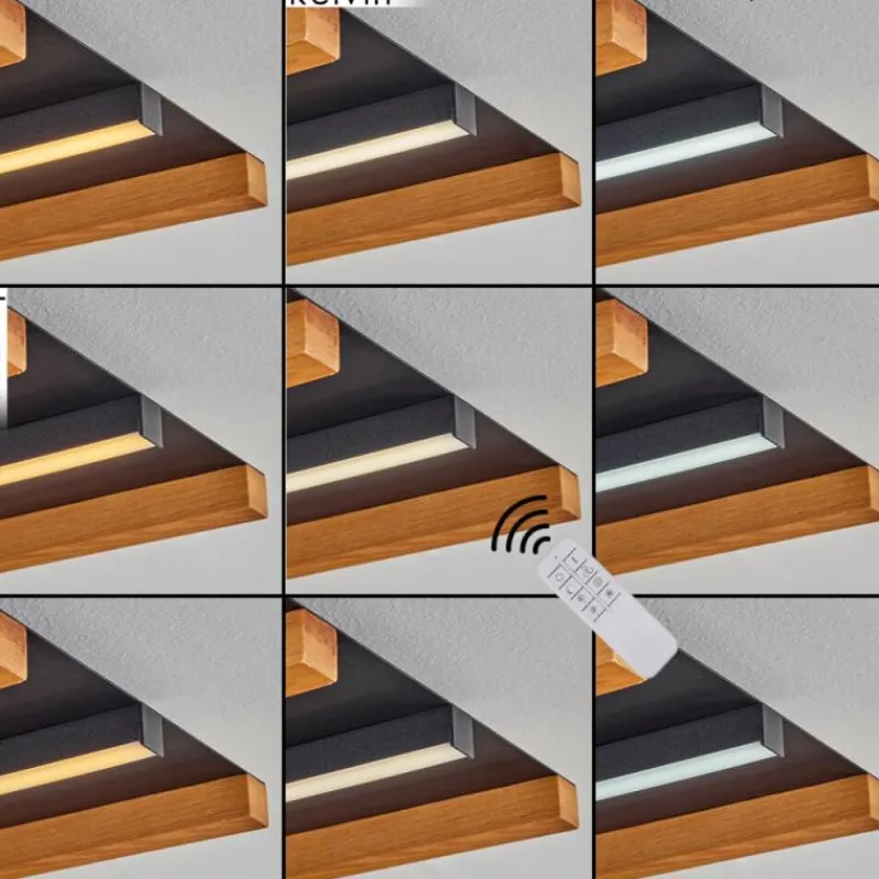 hofstein Plafonnier Favorina LED Écru, Noir, 1 lumière, Télécommandes