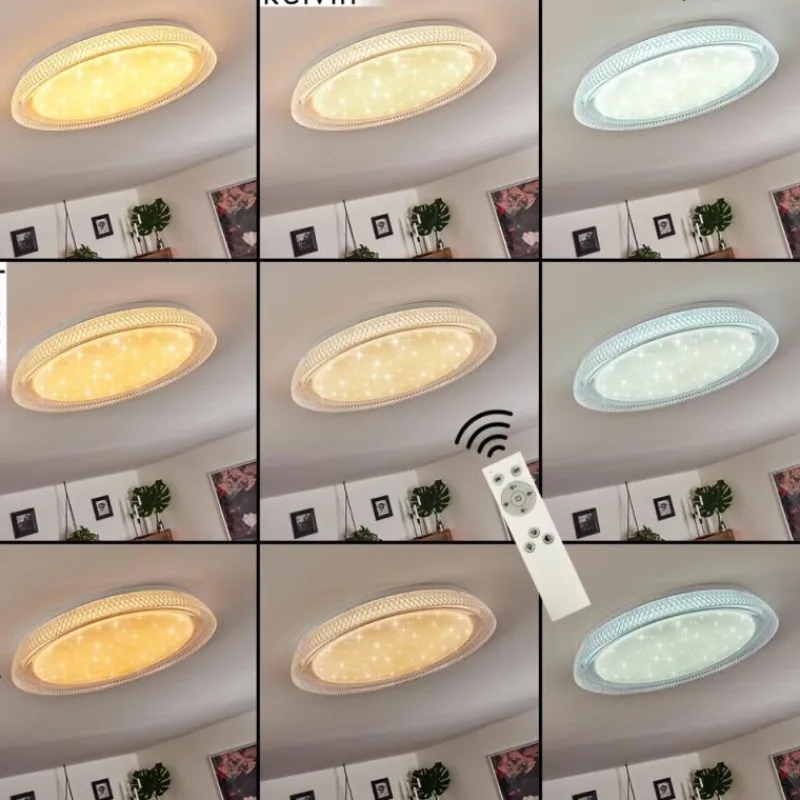 hofstein Plafonnier Feletto LED Transparent, Blanc, 1 lumière, Télécommandes