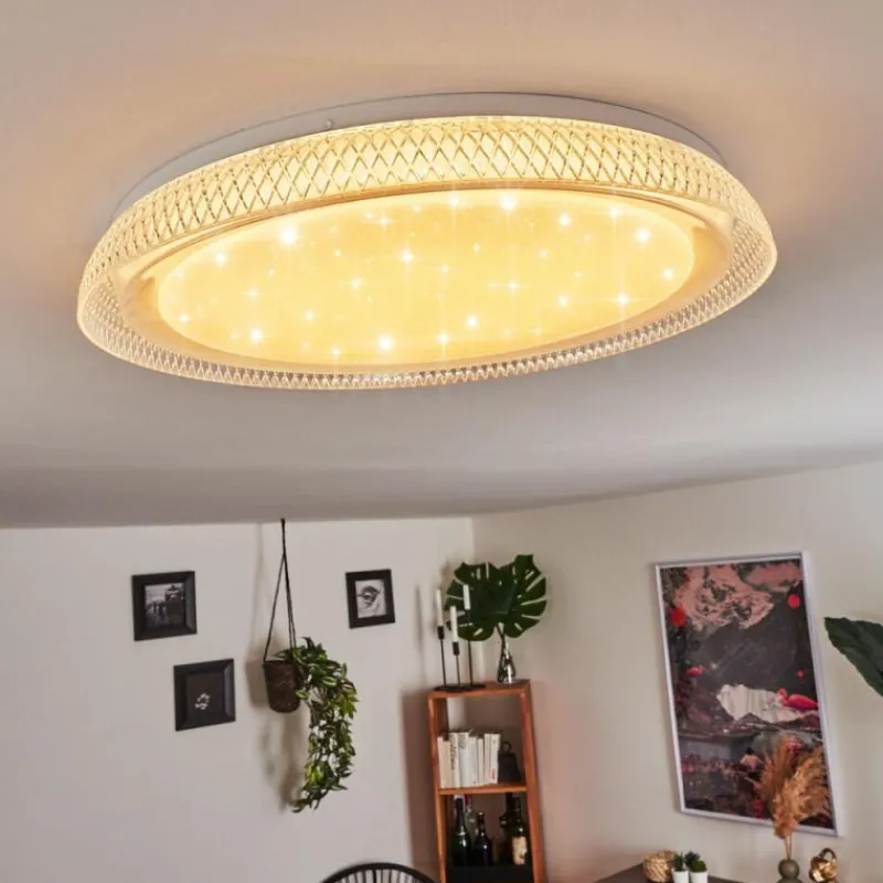 hofstein Plafonnier Feletto LED Transparent, Blanc, 1 lumière, Télécommandes
