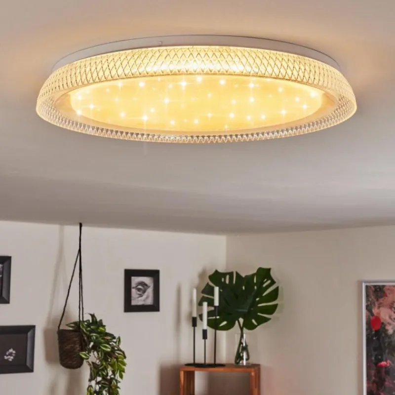 hofstein Plafonnier Feletto LED Transparent, Blanc, 1 lumière, Télécommandes