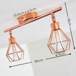 hofstein Plafonnier Ferrand LED Cuivre, 2 lumières