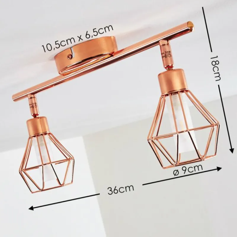 hofstein Plafonnier Ferrand LED Cuivre, 2 lumières