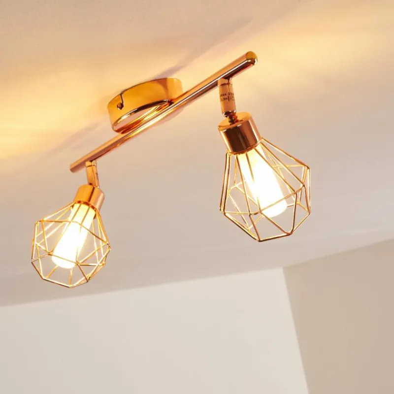 hofstein Plafonnier Ferrand LED Cuivre, 2 lumières
