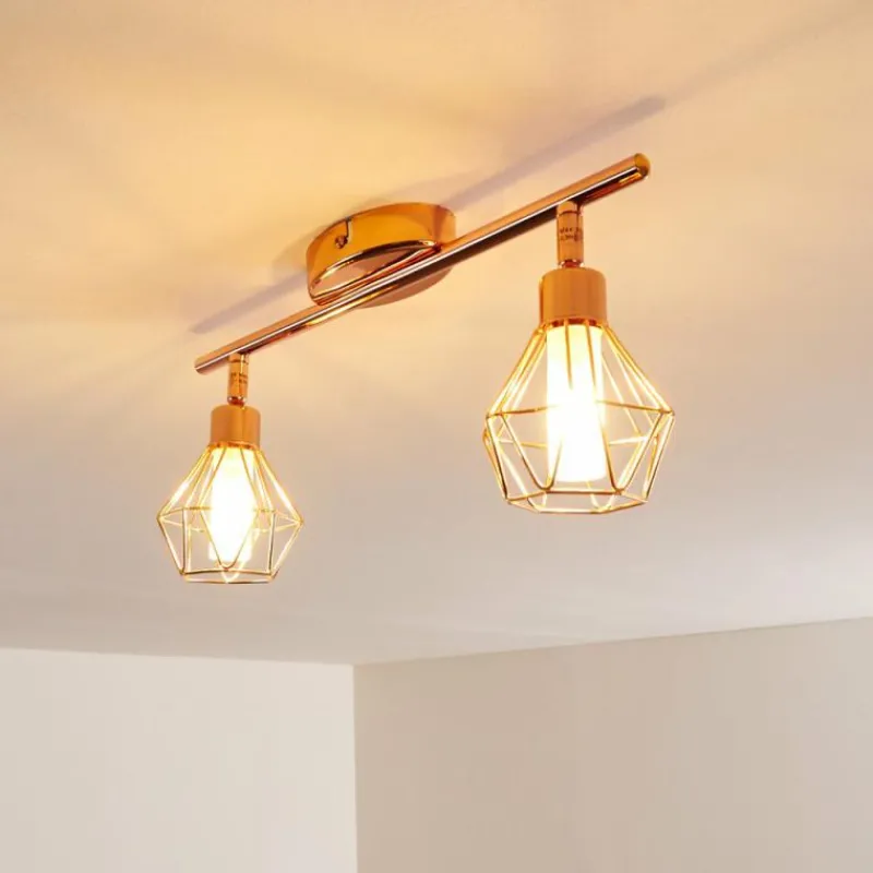 hofstein Plafonnier Ferrand LED Cuivre, 2 lumières