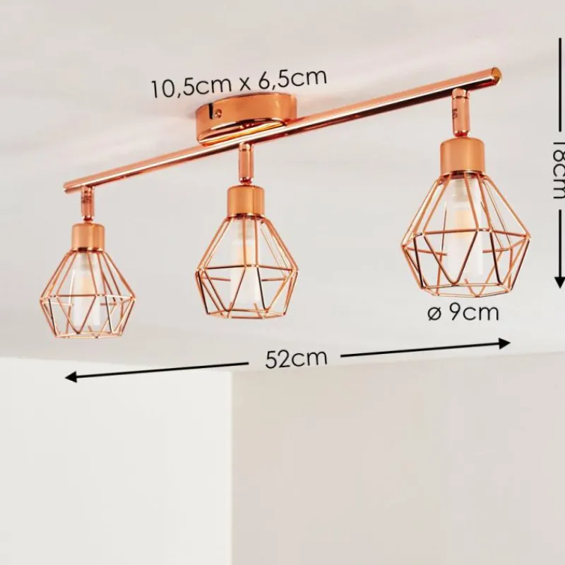 hofstein Plafonnier Ferrand LED Cuivre, 3 lumières