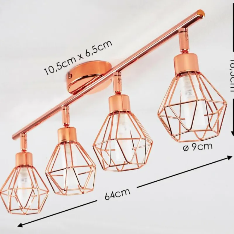 hofstein Plafonnier Ferrand LED Cuivre, 4 lumières