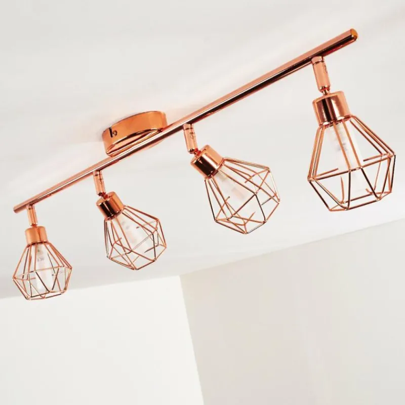 hofstein Plafonnier Ferrand LED Cuivre, 4 lumières