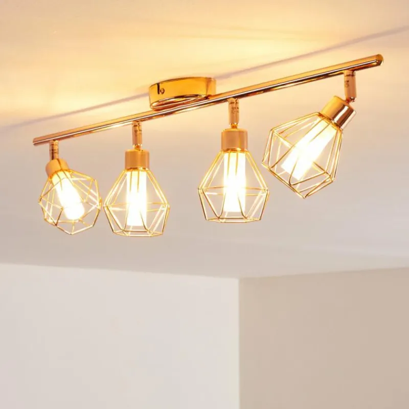 hofstein Plafonnier Ferrand LED Cuivre, 4 lumières