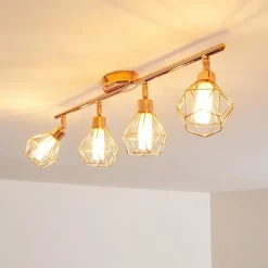 hofstein Plafonnier Ferrand LED Cuivre, 4 lumières