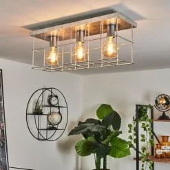 Lampes Industrielles-hofstein Plafonnier Fevaag Chrome, Argenté, 3 lumières